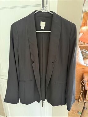 LC Lauren Conrad Black Open-Front Shawl Collar Blazer